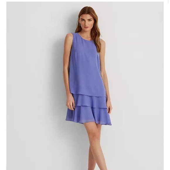 Ralph Lauren | Purple Crepe Shift | Georgette Dress | size 10 - Picture 1 of 4